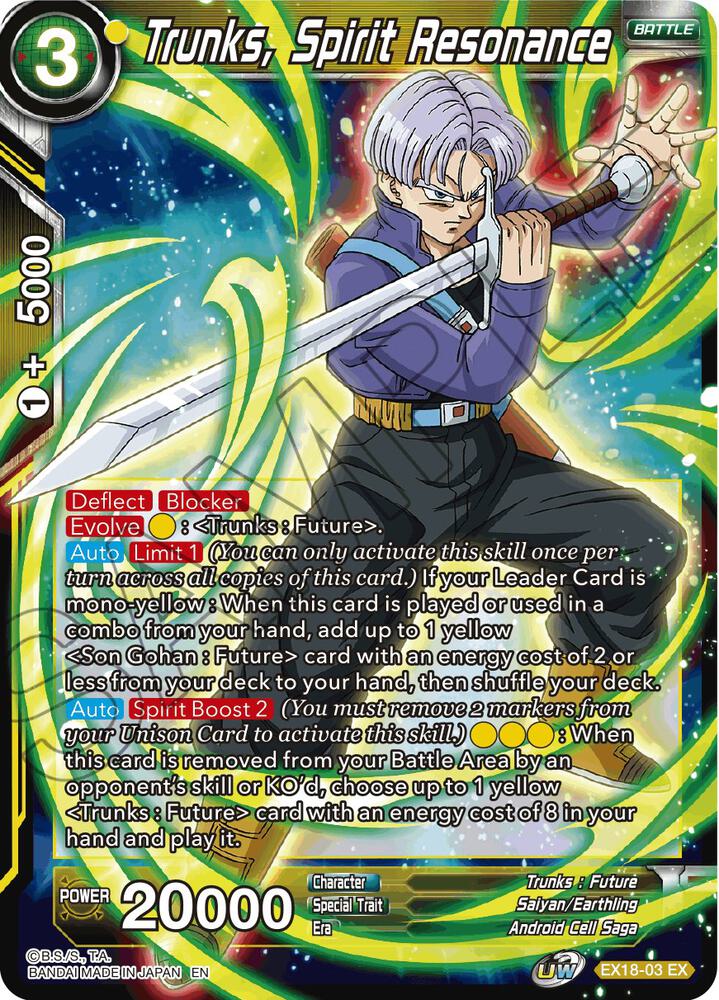 Trunks, Spirit Resonance EX18-03 card from Expansion Deck Box Set 18: Namekian Boost