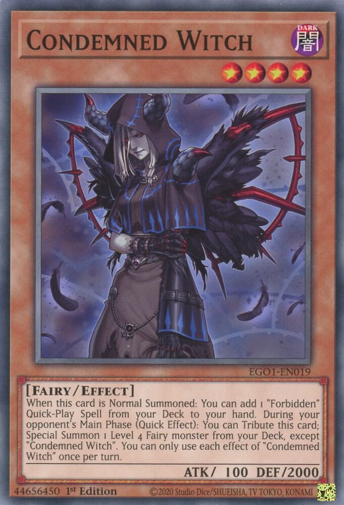 Condemned Witch EGO1-EN019 card from Egyptian God Deck: Obelisk the Tormentor