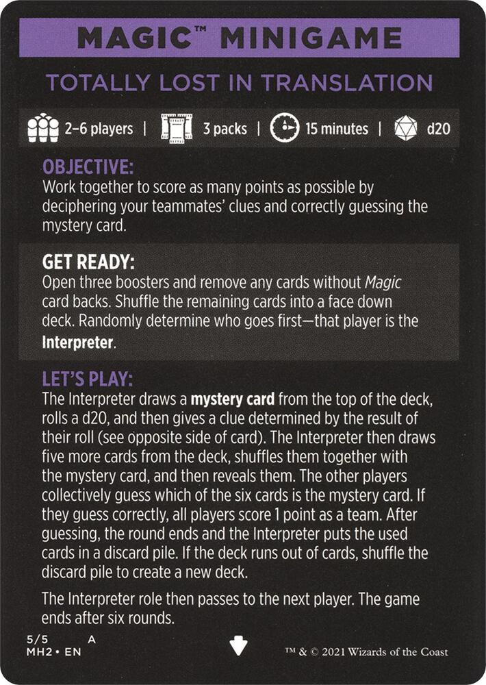 Magic Minigame: Totally Lost in Translation 5 card from Modern Horizons 2