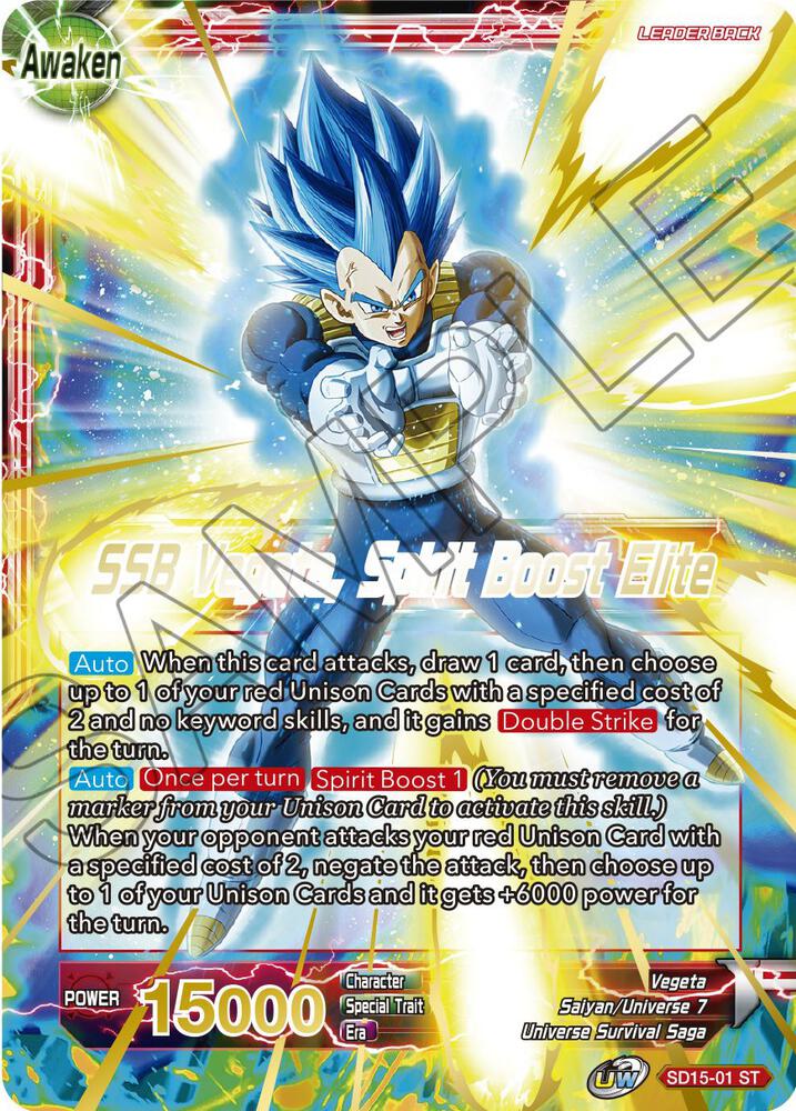 Vegeta // SSB Vegeta, Spirit Boost Elite SD15-01 card from Cross Spirits