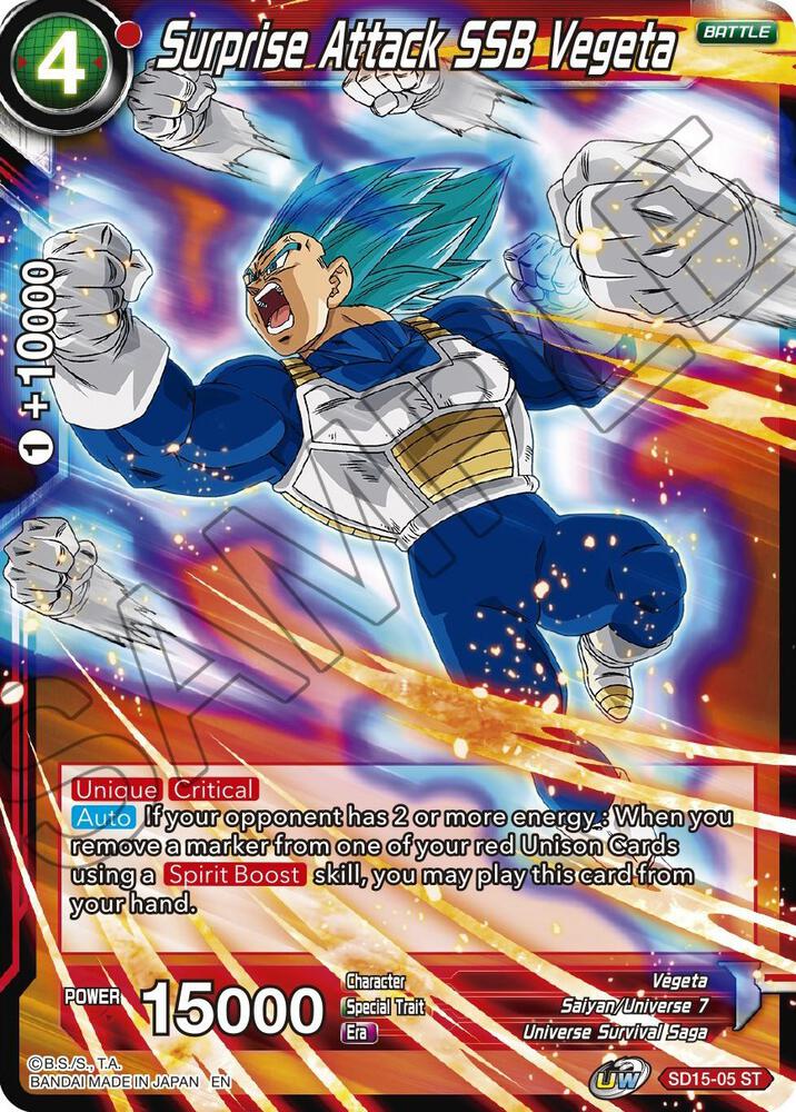 Surprise Attack SSB Vegeta SD15-05 card from Cross Spirits