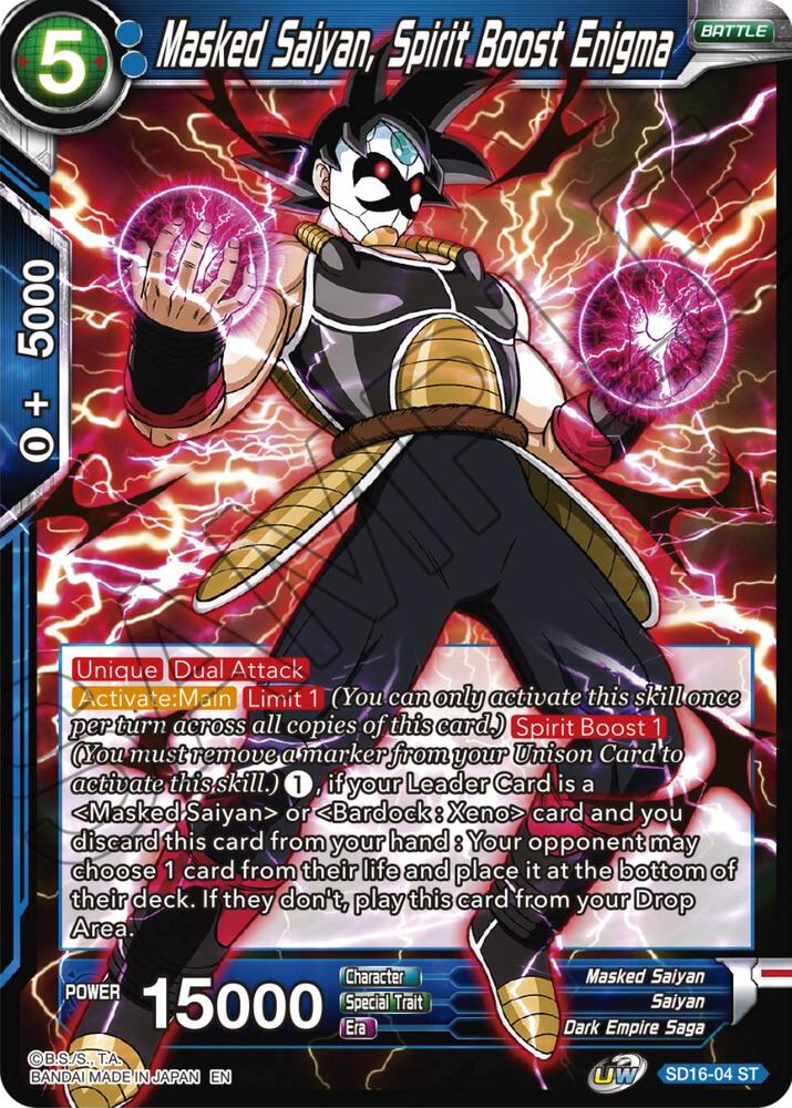 Masked Saiyan, Spirit Boost Enigma SD16-04 card from Cross Spirits