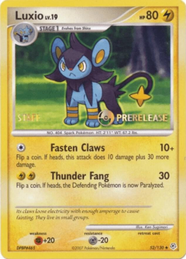 Luxio (Prerelease) [Staff] 52/130 card from Nintendo Promos