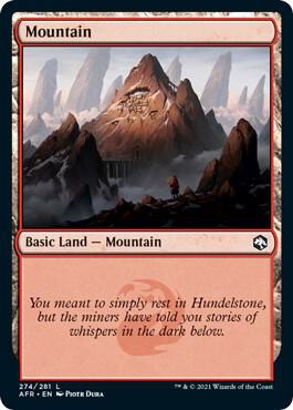 Mountain 274 card from Adventures in the Forgotten Realms