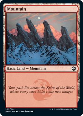 Mountain 275 card from Adventures in the Forgotten Realms