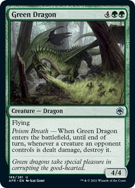 Green Dragon 186 card from Adventures in the Forgotten Realms