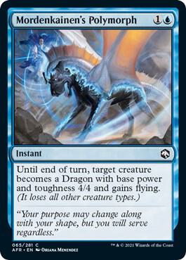 Mordenkainen's Polymorph 65 card from Adventures in the Forgotten Realms