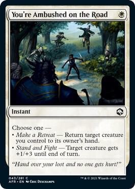 You're Ambushed on the Road 43 card from Adventures in the Forgotten Realms
