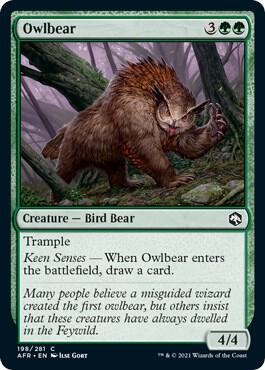 Owlbear 198 card from Adventures in the Forgotten Realms