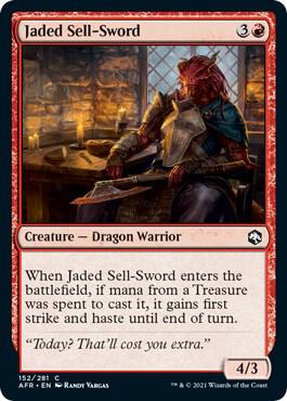 Jaded Sell-Sword 152 card from Adventures in the Forgotten Realms