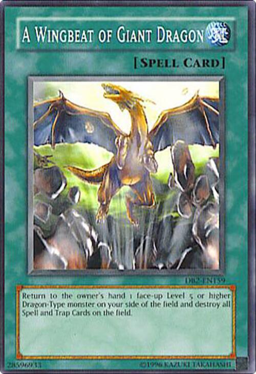 A Wingbeat of Giant Dragon DB2-EN159 card from Dark Beginning 2