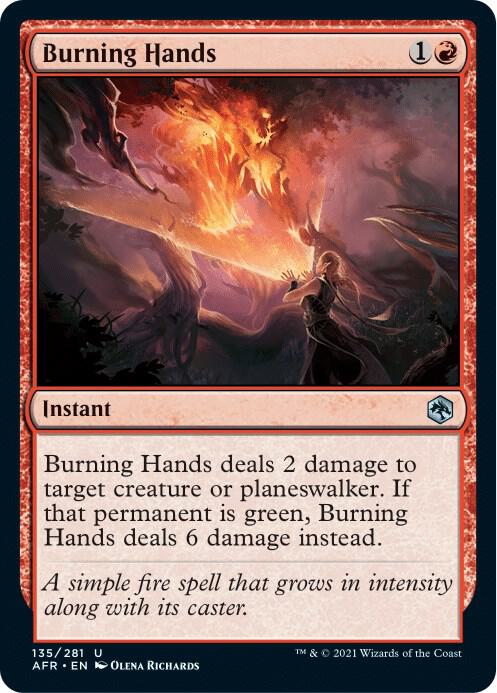 Burning Hands 135 card from Adventures in the Forgotten Realms
