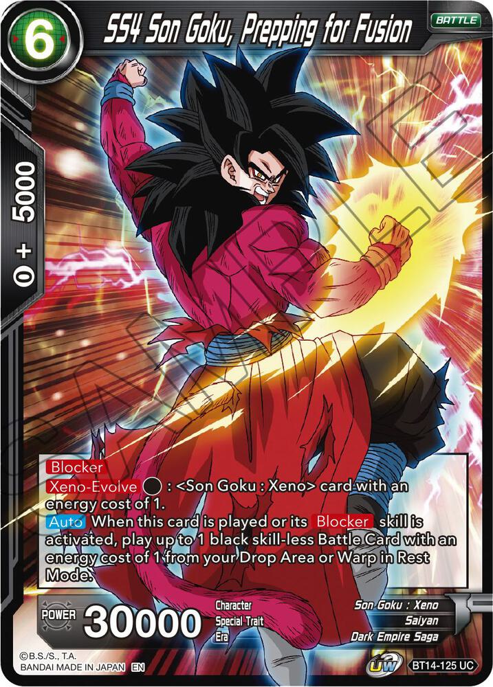SS4 Son Goku, Prepping for Fusion BT14-125 card from Cross Spirits