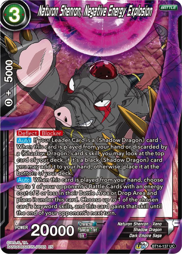 Naturon Shenron, Negative Energy Explosion BT14-137 card from Cross Spirits