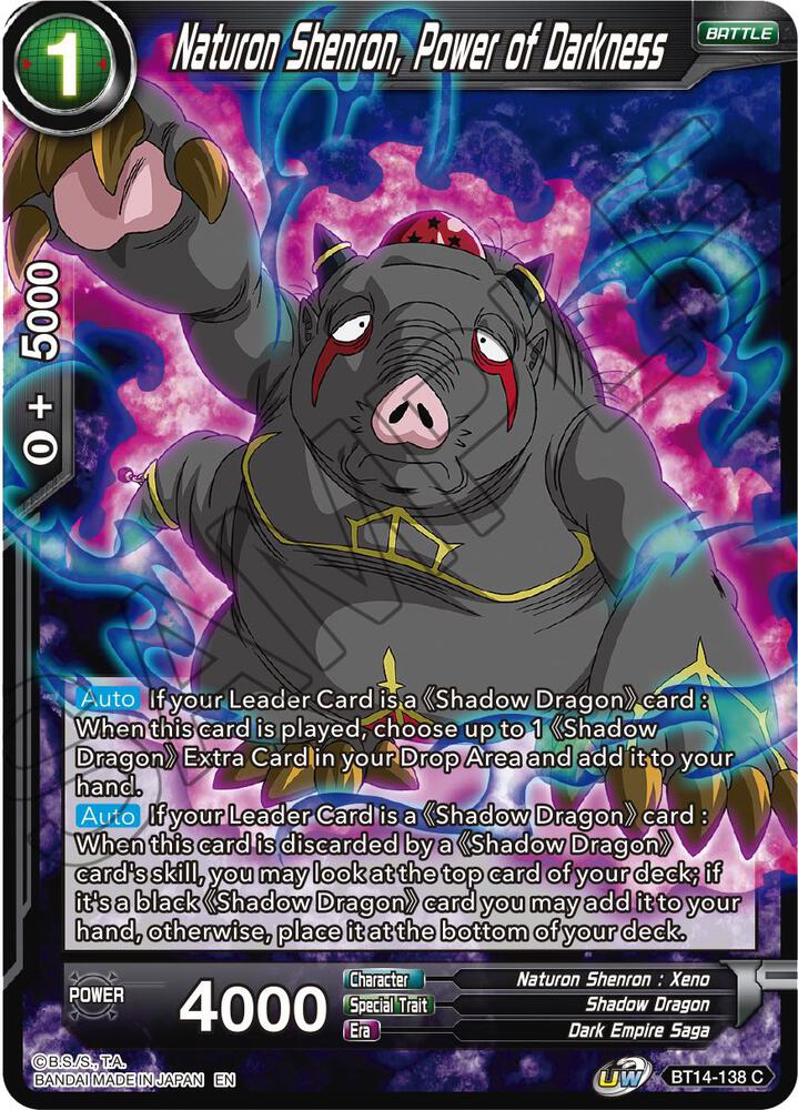 Naturon Shenron, Power of Darkness BT14-138 card from Cross Spirits