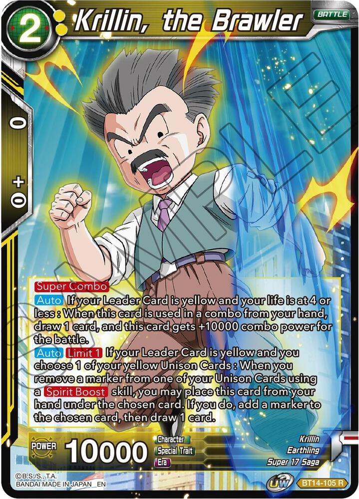 Krillin, the Brawler BT14-105 card from Cross Spirits