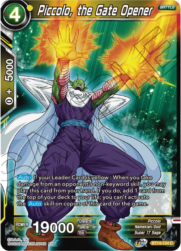 Piccolo, the Gate Opener BT14-104 card from Cross Spirits