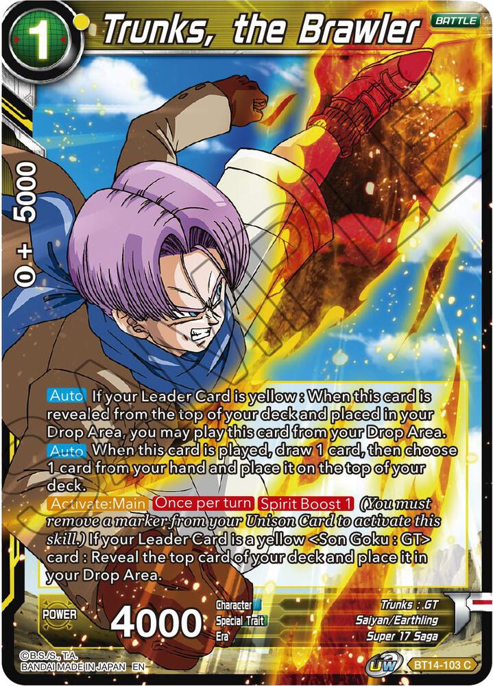 Trunks, the Brawler BT14-103 card from Cross Spirits