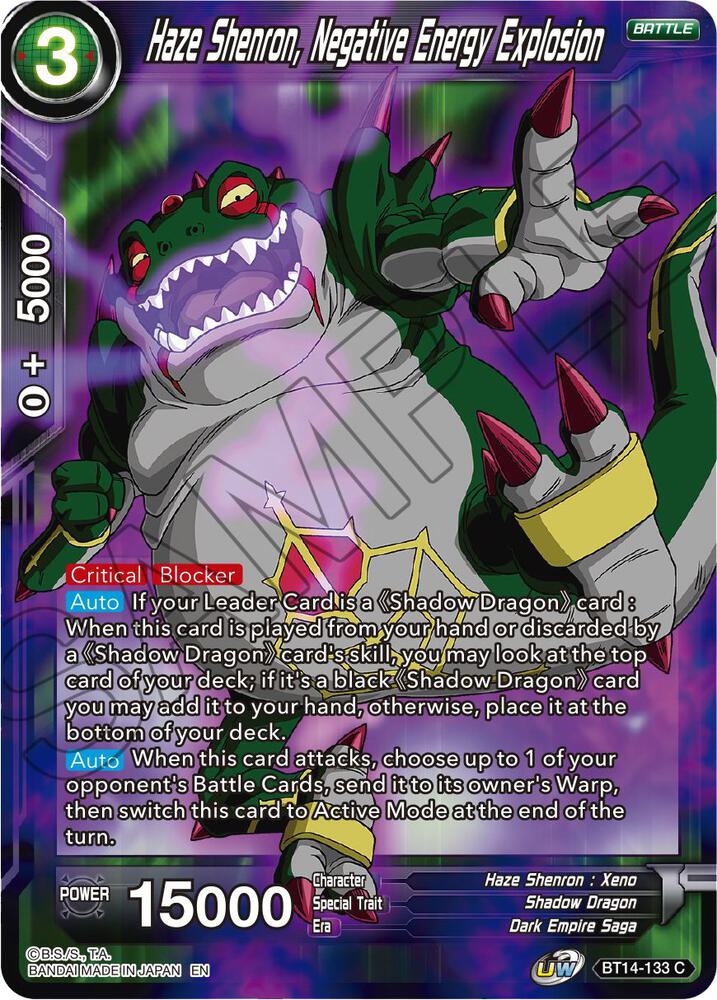 Haze Shenron, Negative Energy Explosion BT14-133 card from Cross Spirits