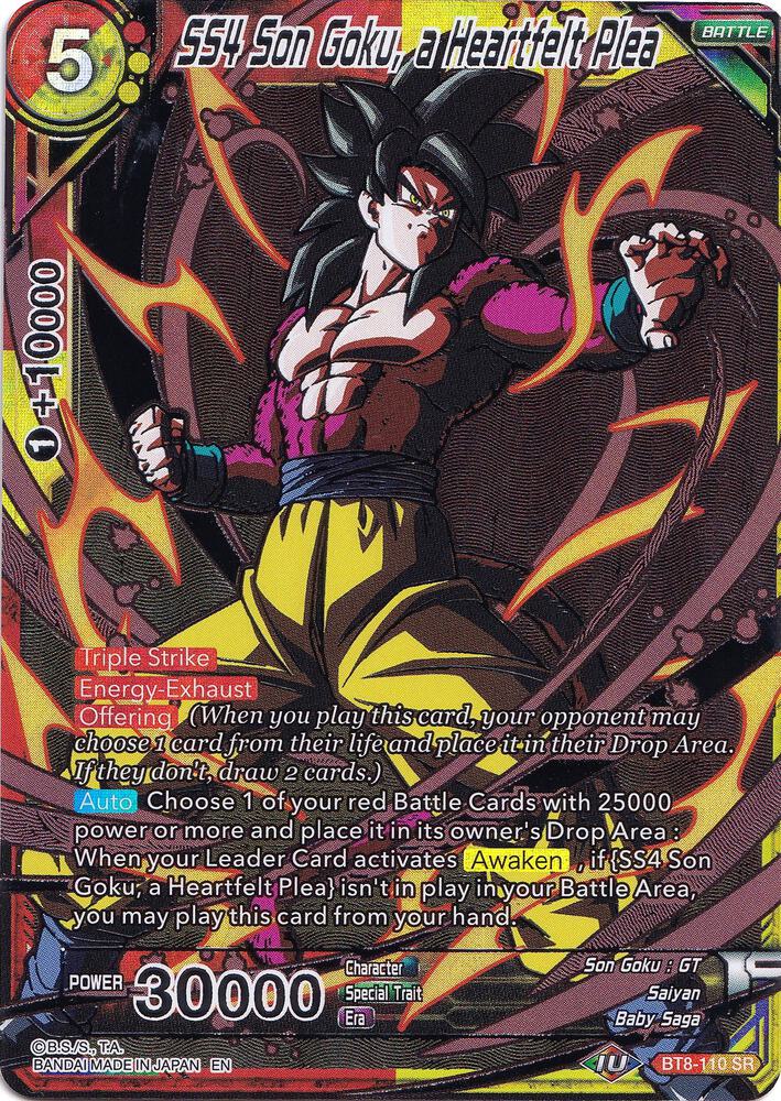 SS4 Son Goku, a Heartfelt Plea BT8-110 card from Collector's Selection Vol. 1
