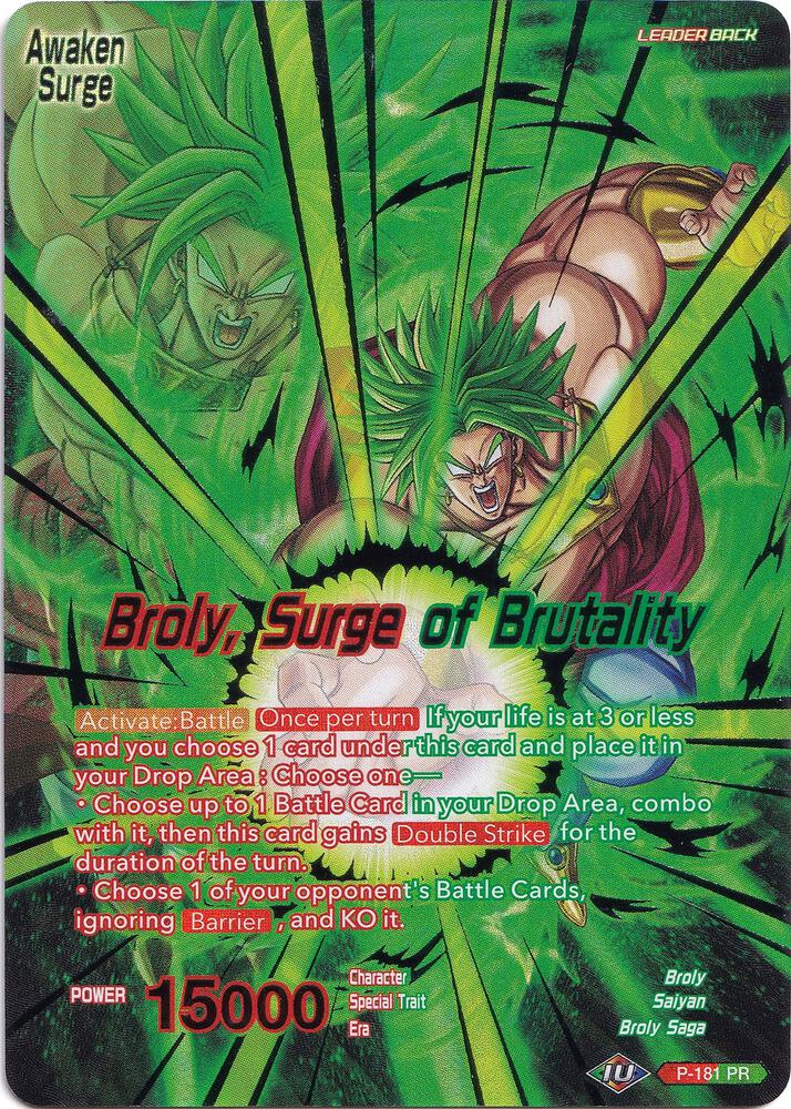Broly // Broly, Surge of Brutality P-181 card from Collector's Selection Vol. 1