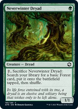 Neverwinter Dryad 195 card from Adventures in the Forgotten Realms