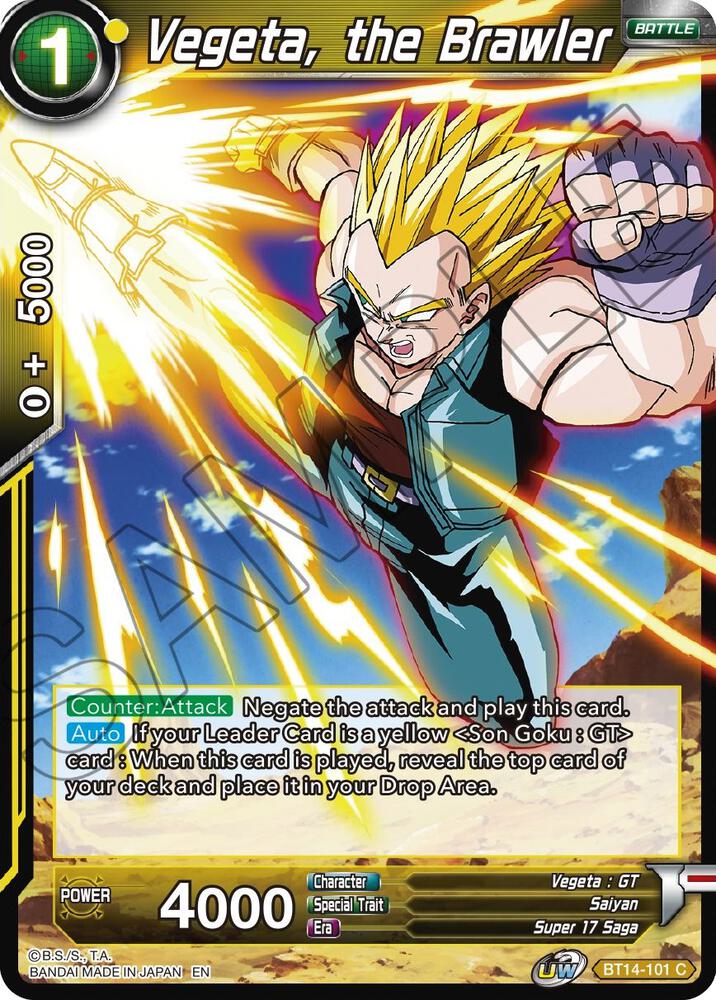 Vegeta, the Brawler BT14-101 card from Cross Spirits