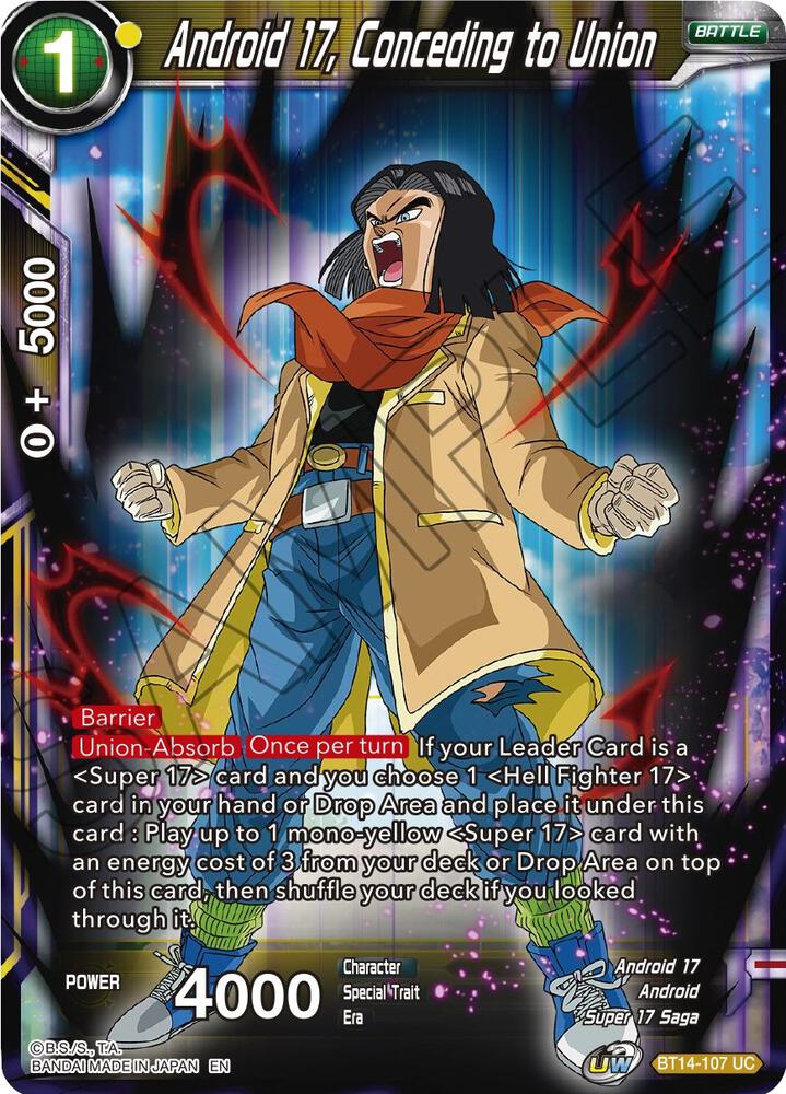 Android 17, Conceding to Union BT14-107 card from Cross Spirits