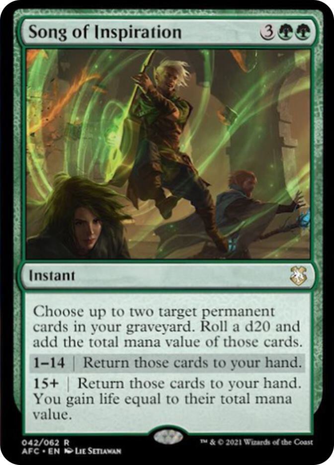Song of Inspiration 42 card from Commander: Adventures in the Forgotten Realms