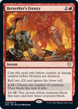 Berserker's Frenzy 29 card from Commander: Adventures in the Forgotten Realms