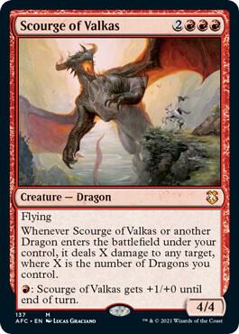Scourge of Valkas 137 card from Commander: Adventures in the Forgotten Realms
