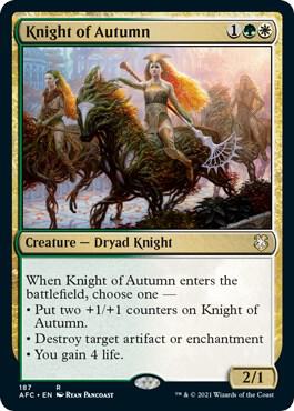Knight of Autumn 187 card from Commander: Adventures in the Forgotten Realms