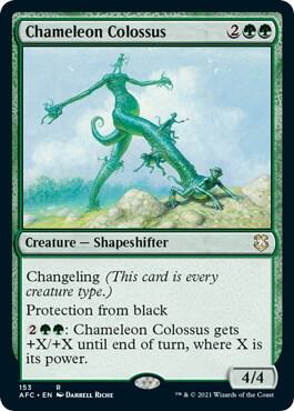 Chameleon Colossus 153 card from Commander: Adventures in the Forgotten Realms