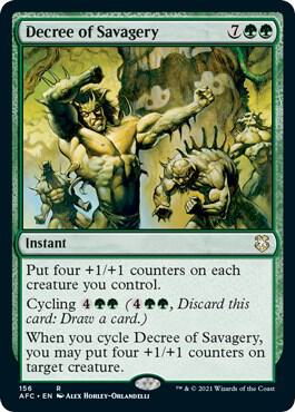 Decree of Savagery 156 card from Commander: Adventures in the Forgotten Realms