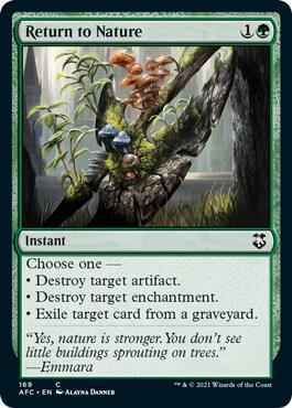 Return to Nature 169 card from Commander: Adventures in the Forgotten Realms
