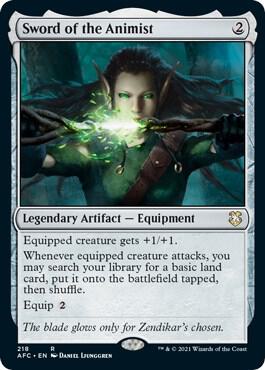 Sword of the Animist 218 card from Commander: Adventures in the Forgotten Realms