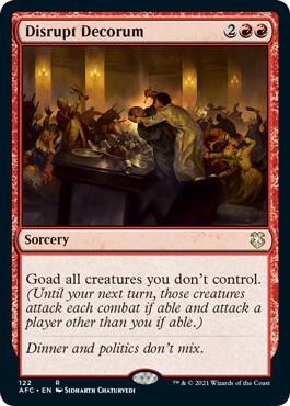 Disrupt Decorum 122 card from Commander: Adventures in the Forgotten Realms
