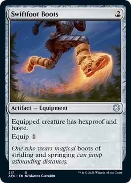 Swiftfoot Boots 217 card from Commander: Adventures in the Forgotten Realms