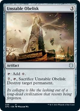 Unstable Obelisk 220 card from Commander: Adventures in the Forgotten Realms