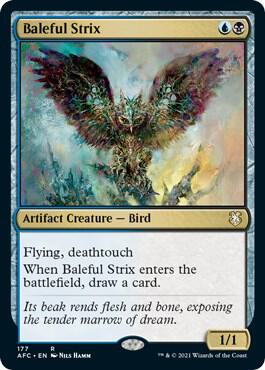 Baleful Strix 177 card from Commander: Adventures in the Forgotten Realms