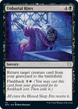 Unburial Rites 111 card from Commander: Adventures in the Forgotten Realms