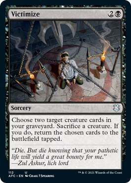 Victimize 112 card from Commander: Adventures in the Forgotten Realms