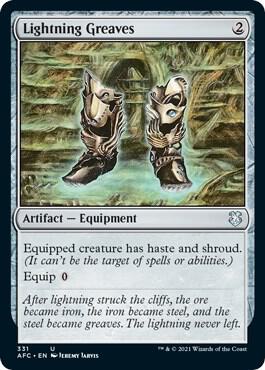 Lightning Greaves 331 card from Commander: Adventures in the Forgotten Realms