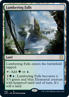 Lumbering Falls 247 card from Commander: Adventures in the Forgotten Realms