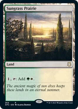Sungrass Prairie 264 card from Commander: Adventures in the Forgotten Realms