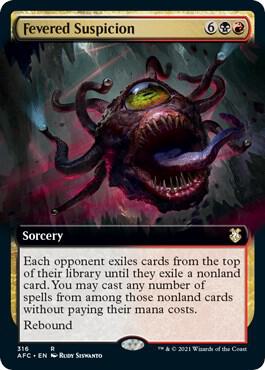 Fevered Suspicion (Extended Art) 316 card from Commander: Adventures in the Forgotten Realms