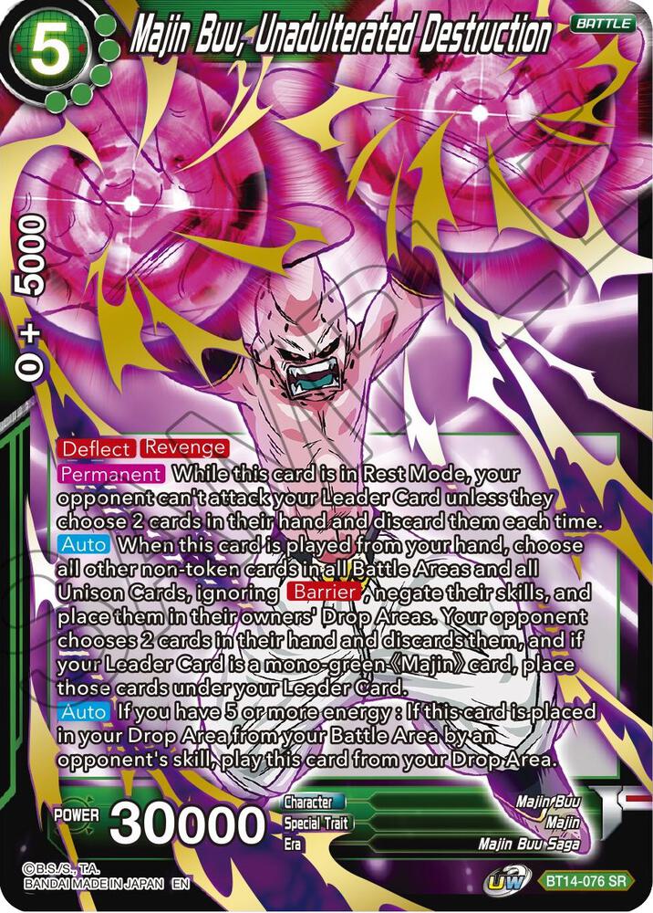 Majin Buu, Unadulterated Destruction BT14-076 card from Cross Spirits