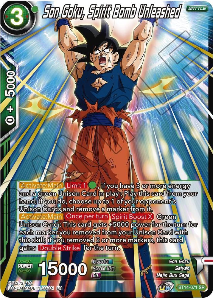 Son Goku, Spirit Bomb Unleashed BT14-071 card from Cross Spirits
