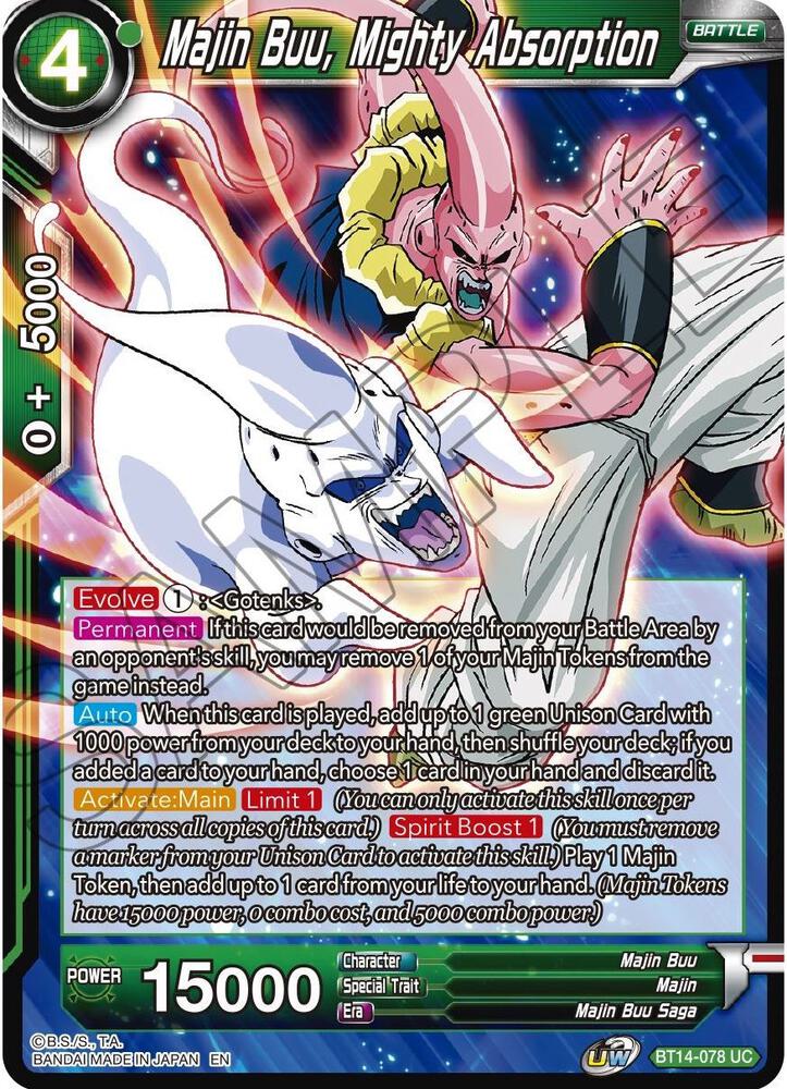 Majin Buu, Mighty Absorption BT14-078 card from Cross Spirits