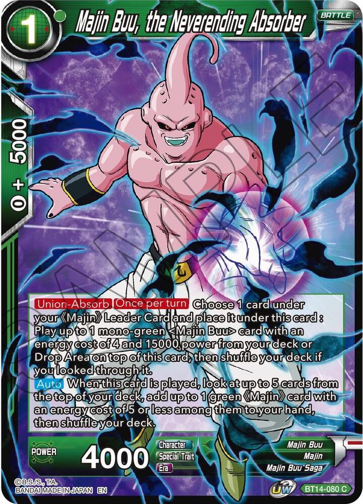 Majin Buu, the Neverending Absorber BT14-080 card from Cross Spirits